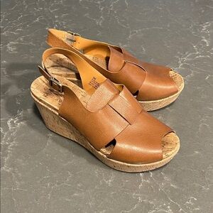 Kork-Ease Alex Slingback Platform Wedge Sandal- Size 9